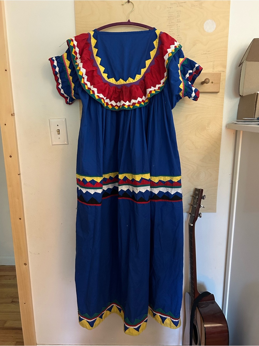 Handmade vintage ribbon quilt 1970s Seminole dress M/L